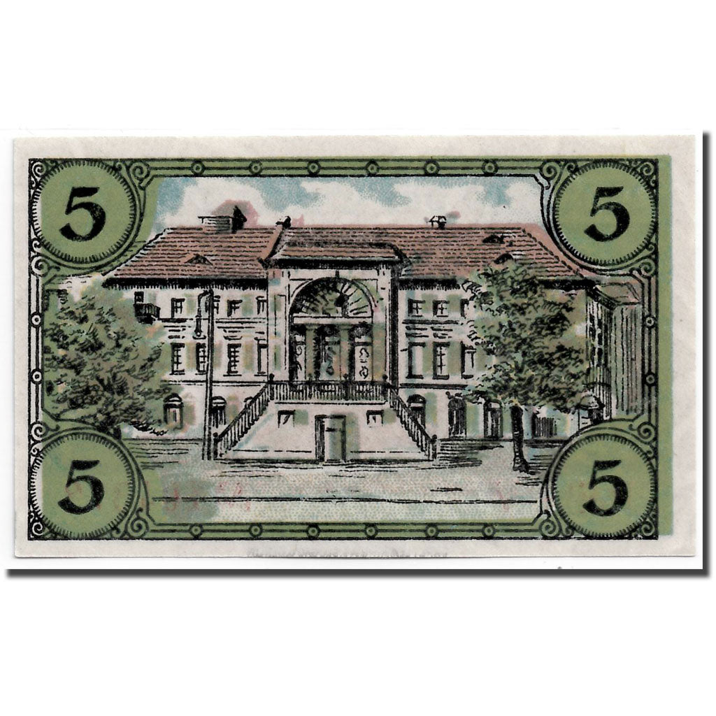 Nota, Alemanha, Glogau Stadt, 5 Pfennig, château, 1920, 1921-12-31, UNC(63)