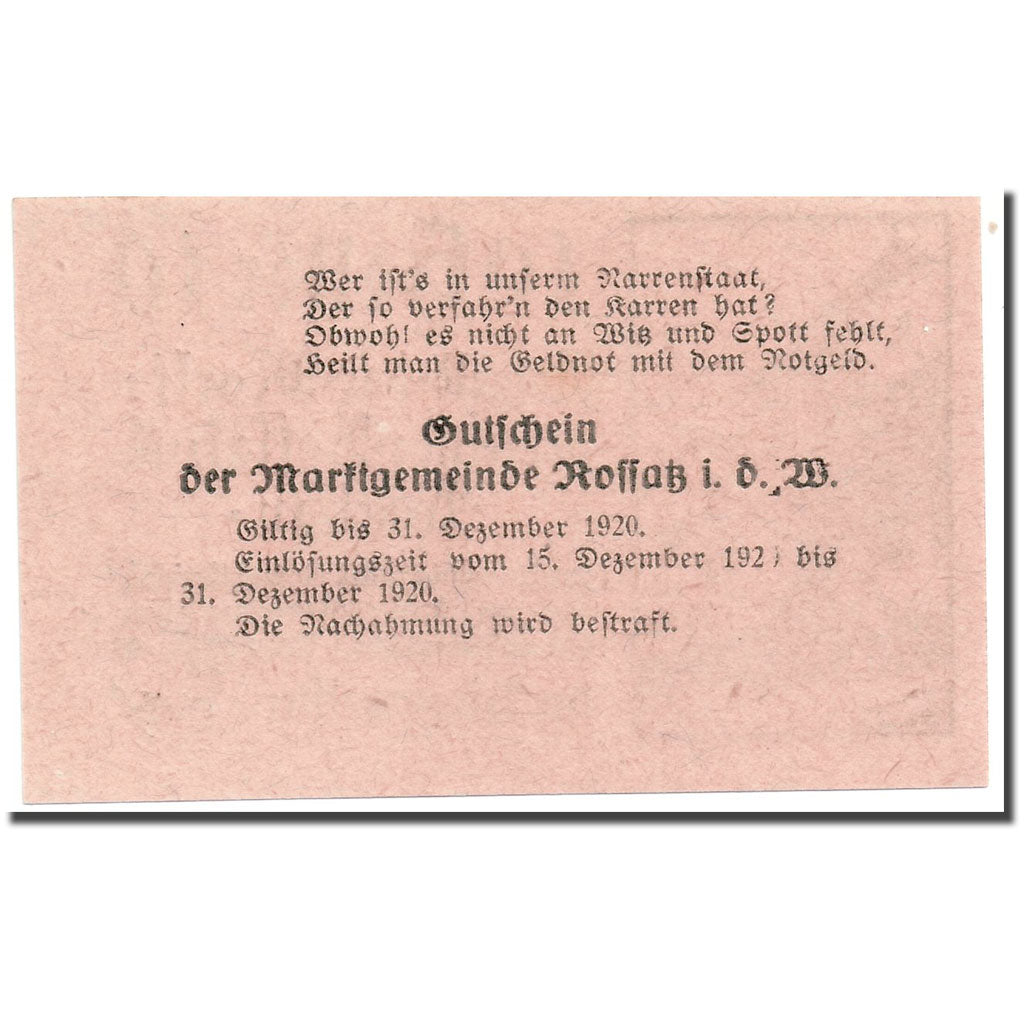 Banknote, Austria, Rossatz, 10 Heller, statue, UNC(63), Mehl:FS 848b