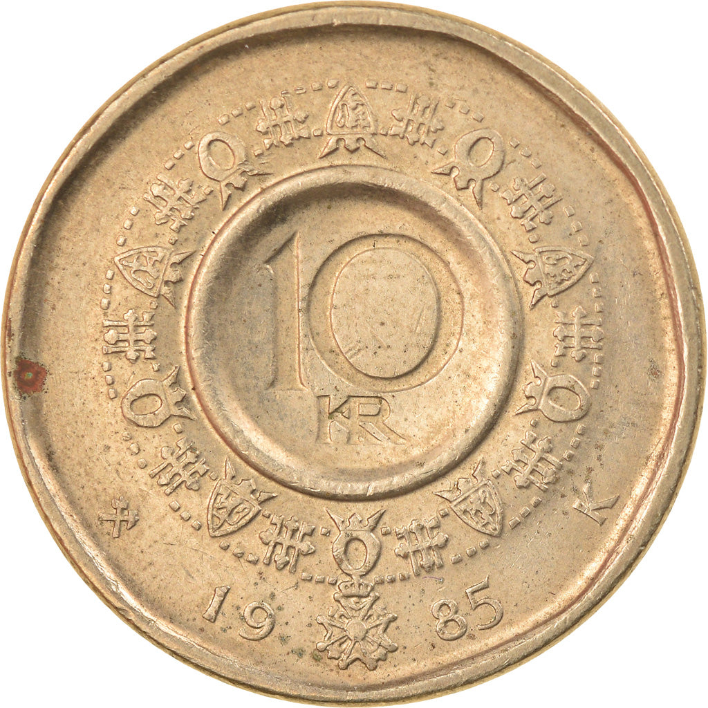 Munten, Noorwegen, Olav V, 10 Kroner, 1985, ZF+, Nickel-brass, KM:427