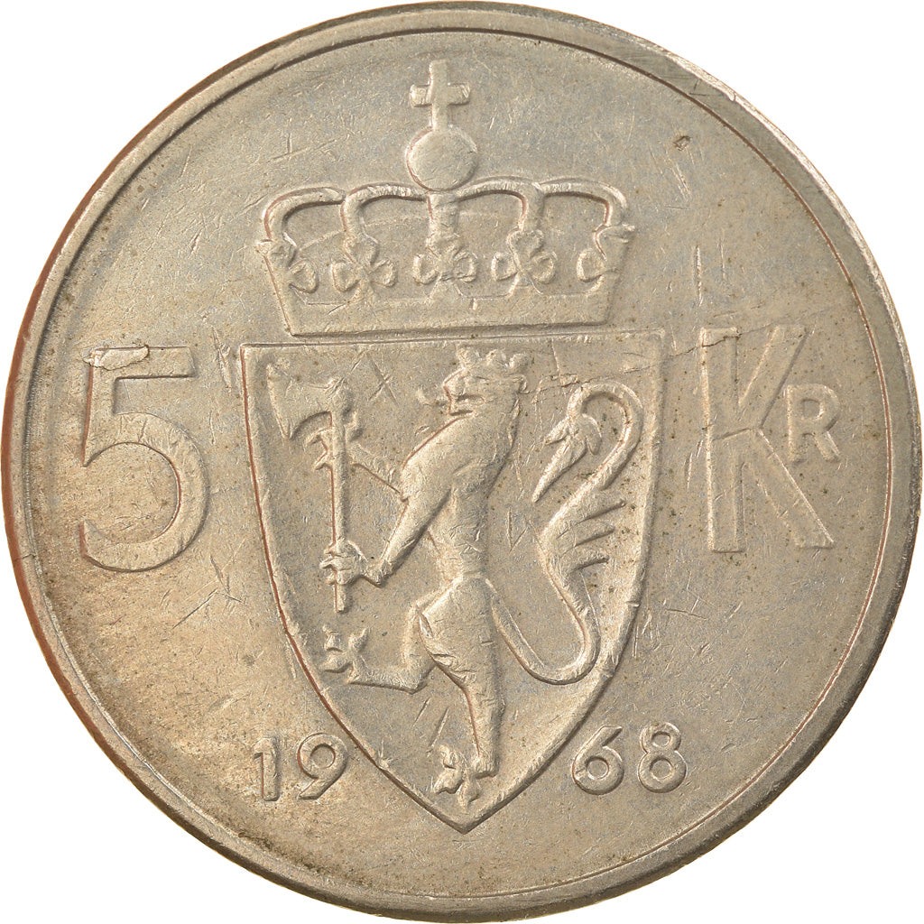 Monnaie, Norvège, Olav V, 5 Kroner, 1968, TTB, Copper-nickel, KM:412