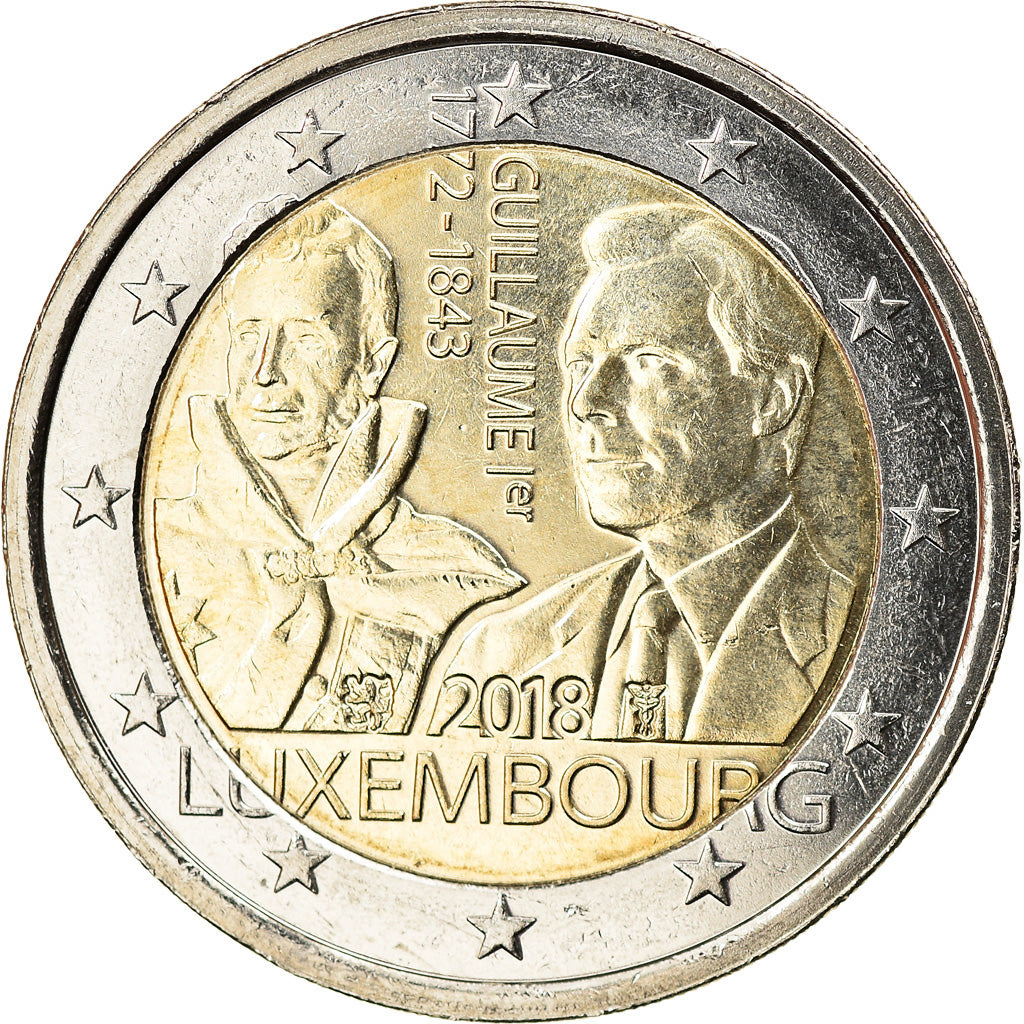 Luxemburg, 2 Euro, 175e anniversaire de la mort du grand-duc Guillaume Ier