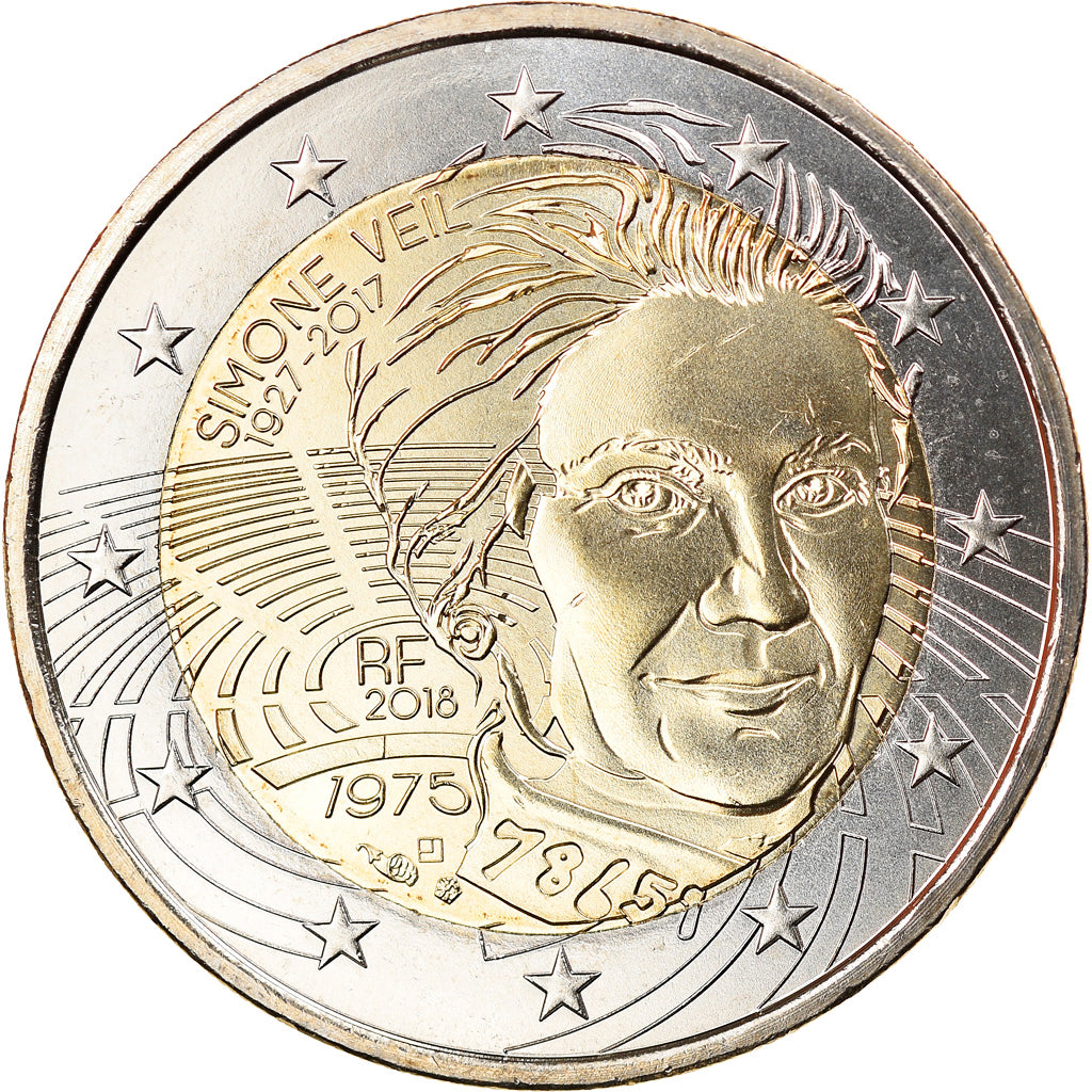 Francja, 2 Euro, Simone Veil, 2017, MS(63), Bimetaliczny