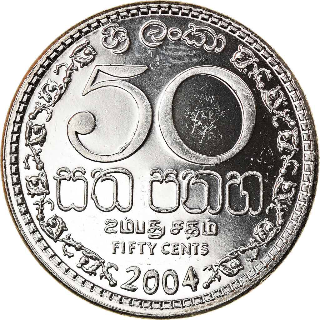 Coin, Sri Lanka, 50 Cents, 2004, MS(63), Nickel plated steel, KM:135.2a