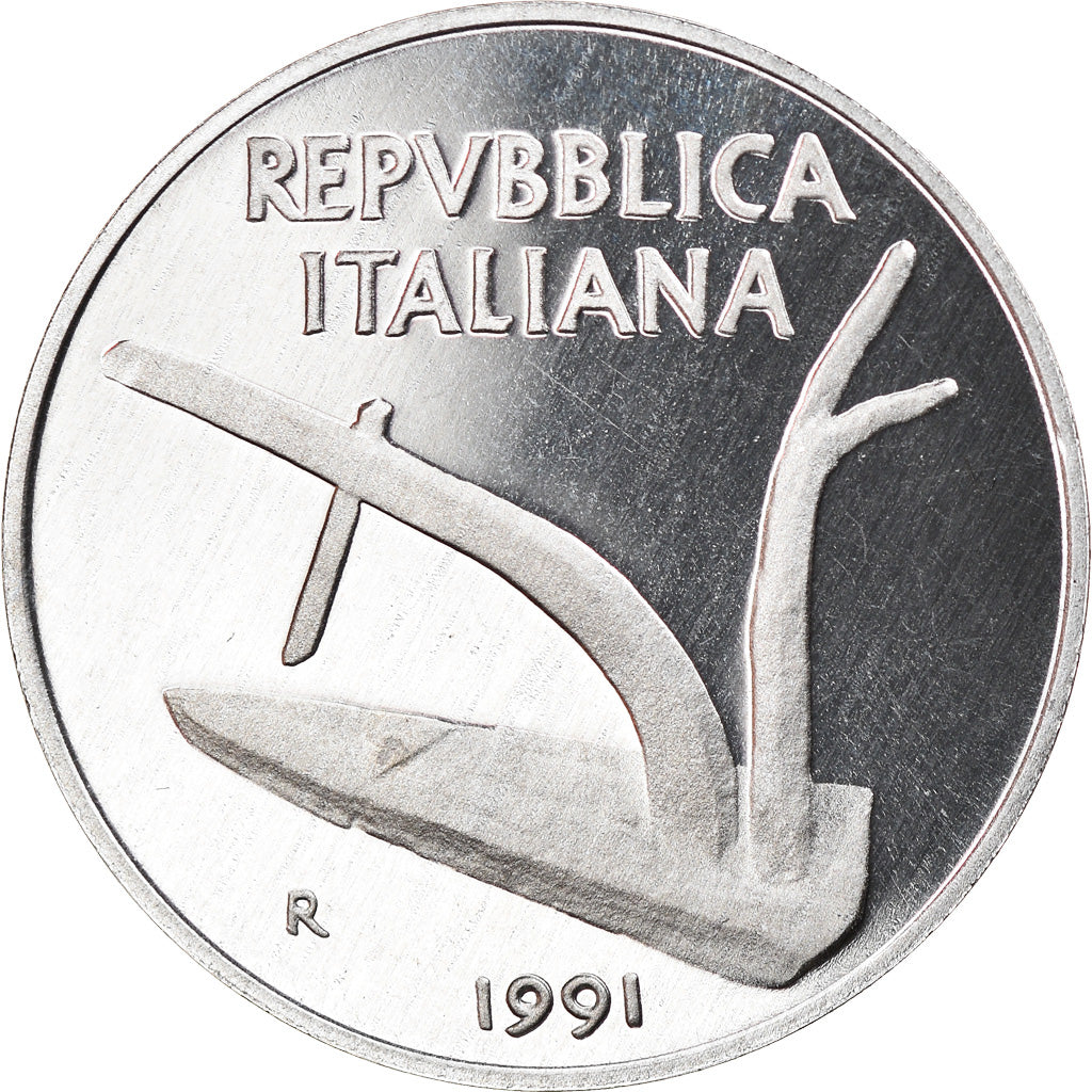Coin, Italy, 10 Lire, 1991, Rome, Proof, MS(65-70), Aluminum, KM:93