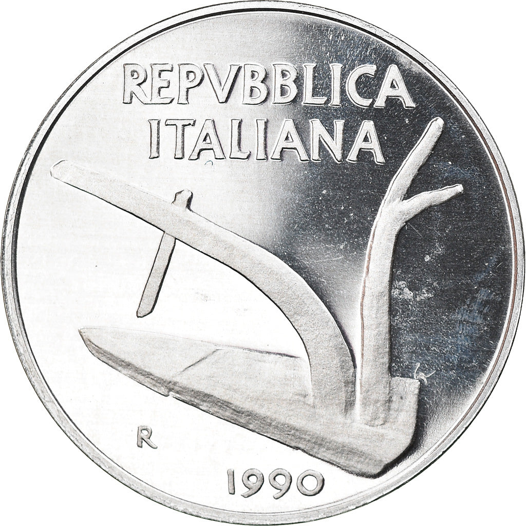 Coin, Italy, 10 Lire, 1990, Rome, Proof, MS(65-70), Aluminum, KM:93