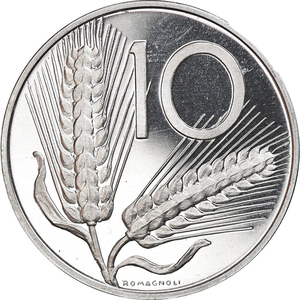Coin, Italy, 10 Lire, 1990, Rome, Proof, MS(65-70), Aluminum, KM:93