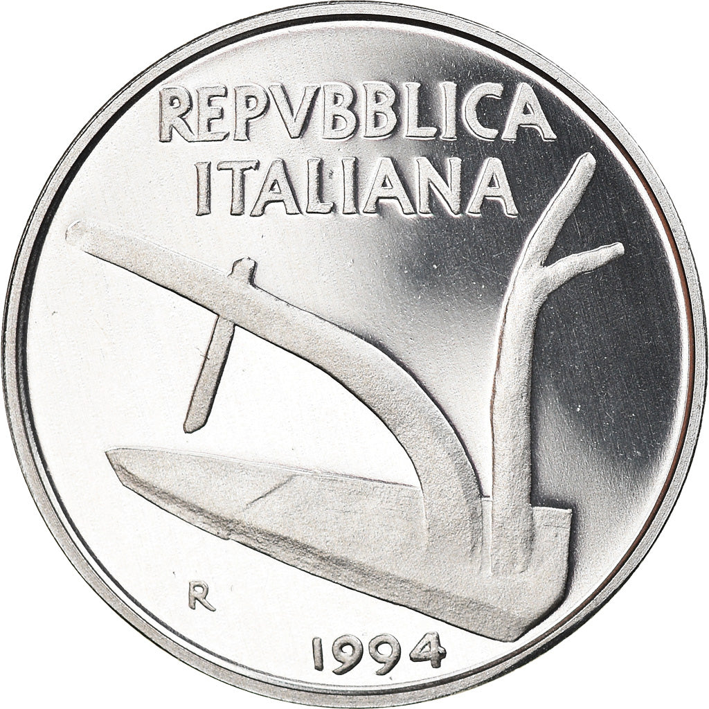 Coin, Italy, 10 Lire, 1994, Rome, Proof, MS(65-70), Aluminum, KM:93