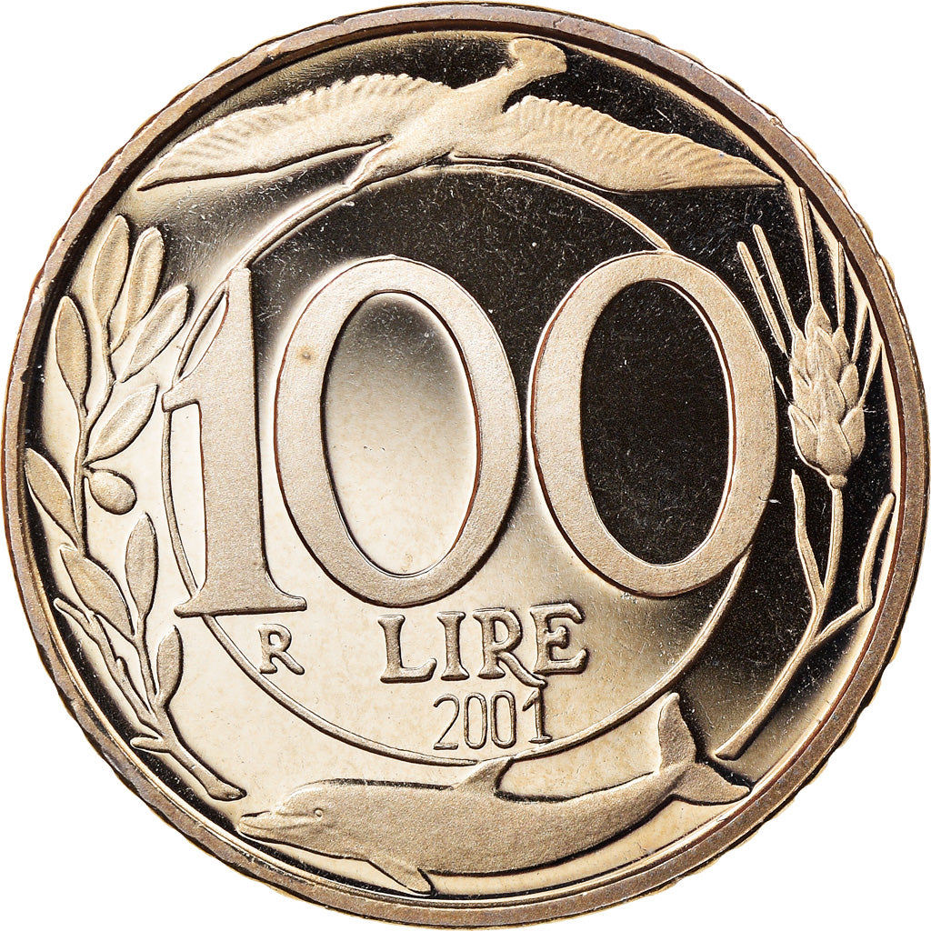 Coin, Italy, 100 Lire, 2001, Rome, Proof, MS(65-70), Copper-nickel, KM:159
