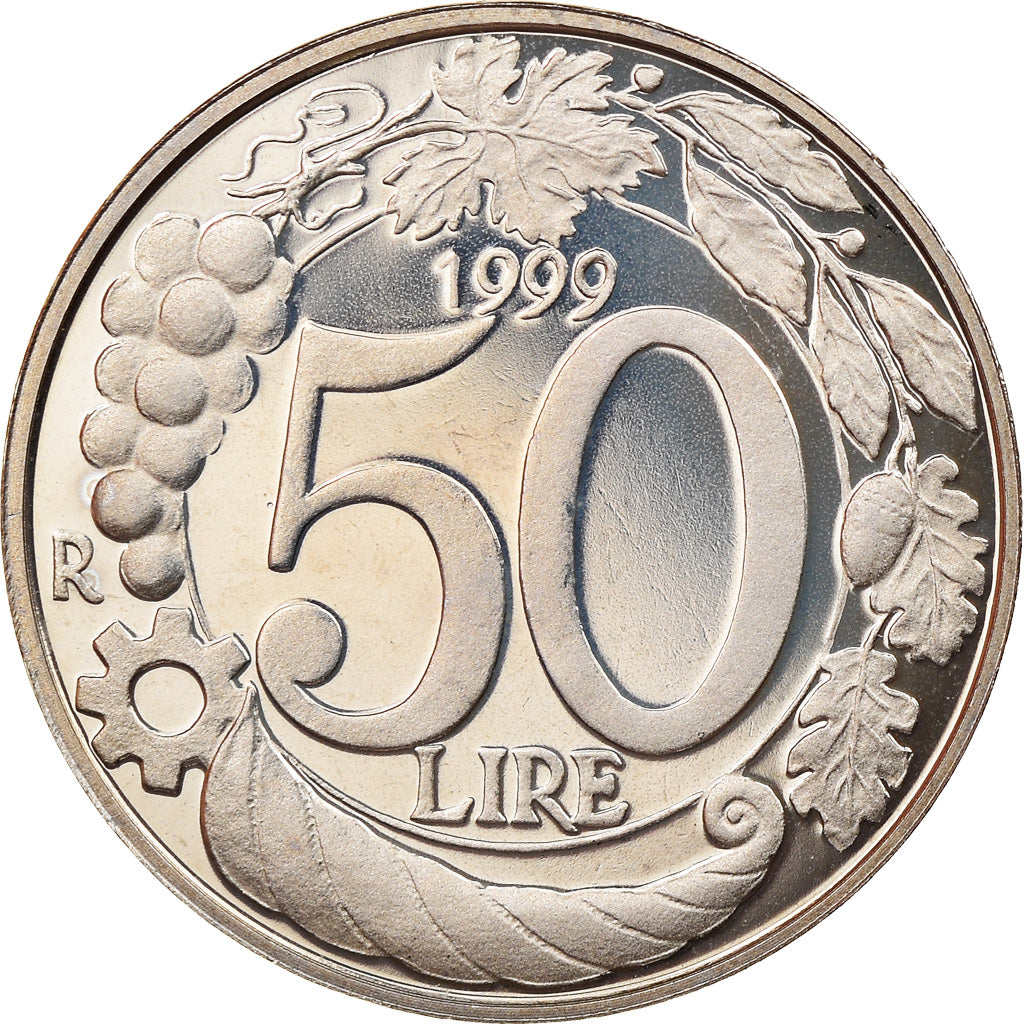 Coin, Italy, 50 Lire, 1999, Rome, Proof, MS(65-70), Copper-nickel, KM:183