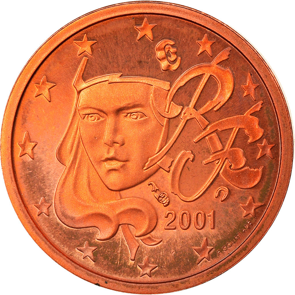 Coin, France, Euro Cent, 2001, Paris, Proof, MS(65-70), Copper Plated Steel