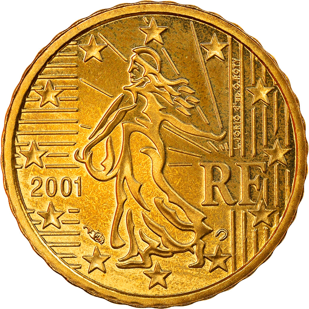 Moneta, Francja, 10 Euro Cent, 2001, Paris, Proof, MS(65-70), Mosiądz, KM:1285