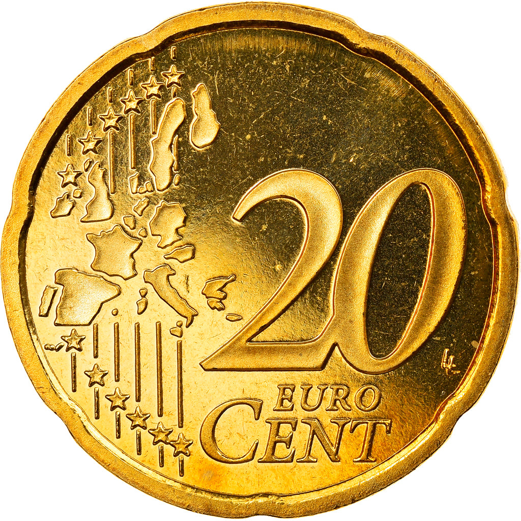Moneta, Francja, 20 Euro Cent, 2001, Paris, Proof, MS(65-70), Mosiądz, KM:1286