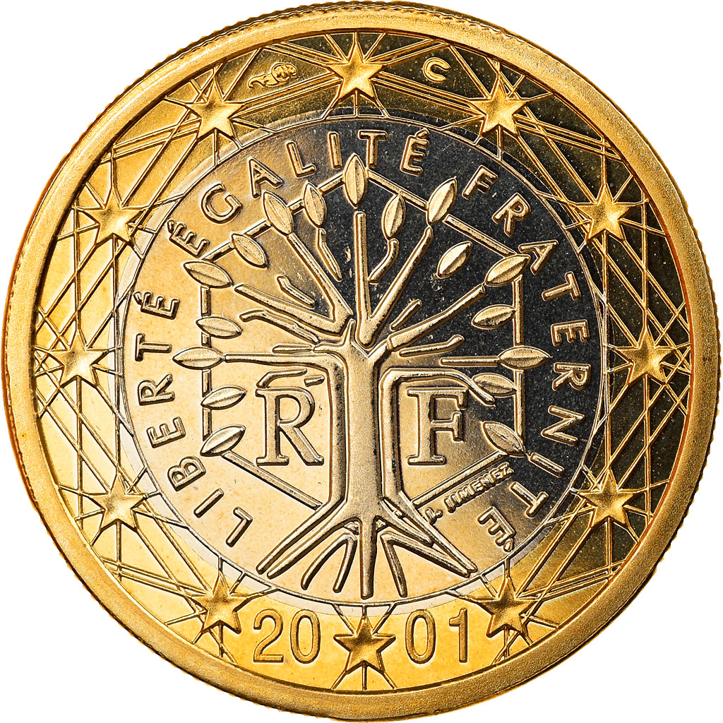 Coin, France, Euro, 2001, Paris, Proof, MS(65-70), Bi-Metallic, KM:1288