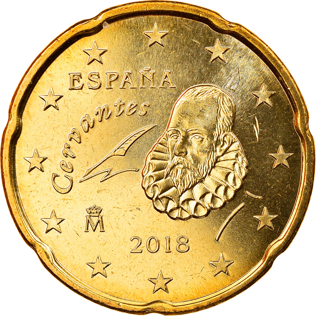 España, 20 Euro Cent, 2018, FDC, Nordic gold