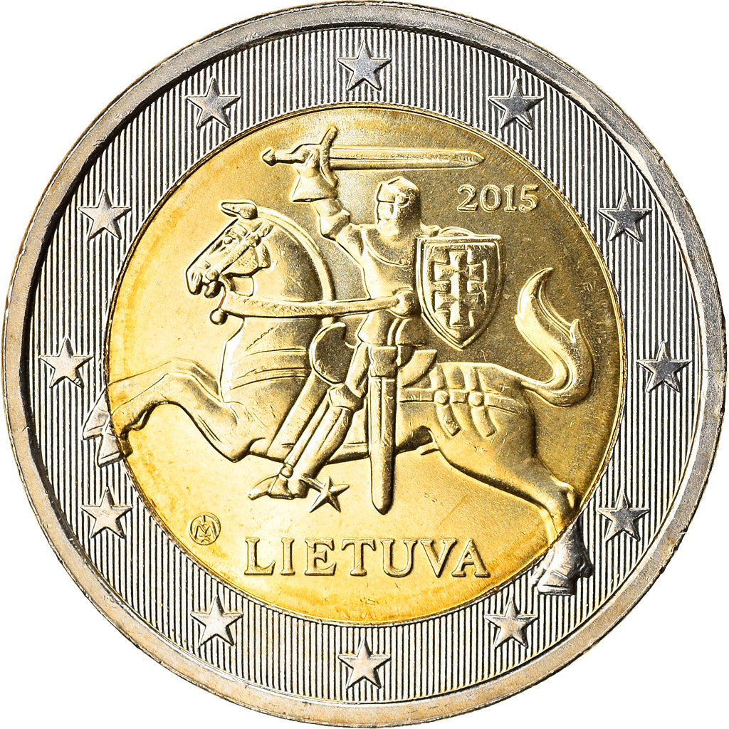 Litwa, 2 Euro, 2015, MS(63), Bimetaliczny