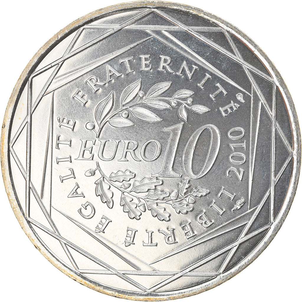 France, 10 Euro, Bourgogne, 2010, Paris, MS(64), Silver, KM:1649