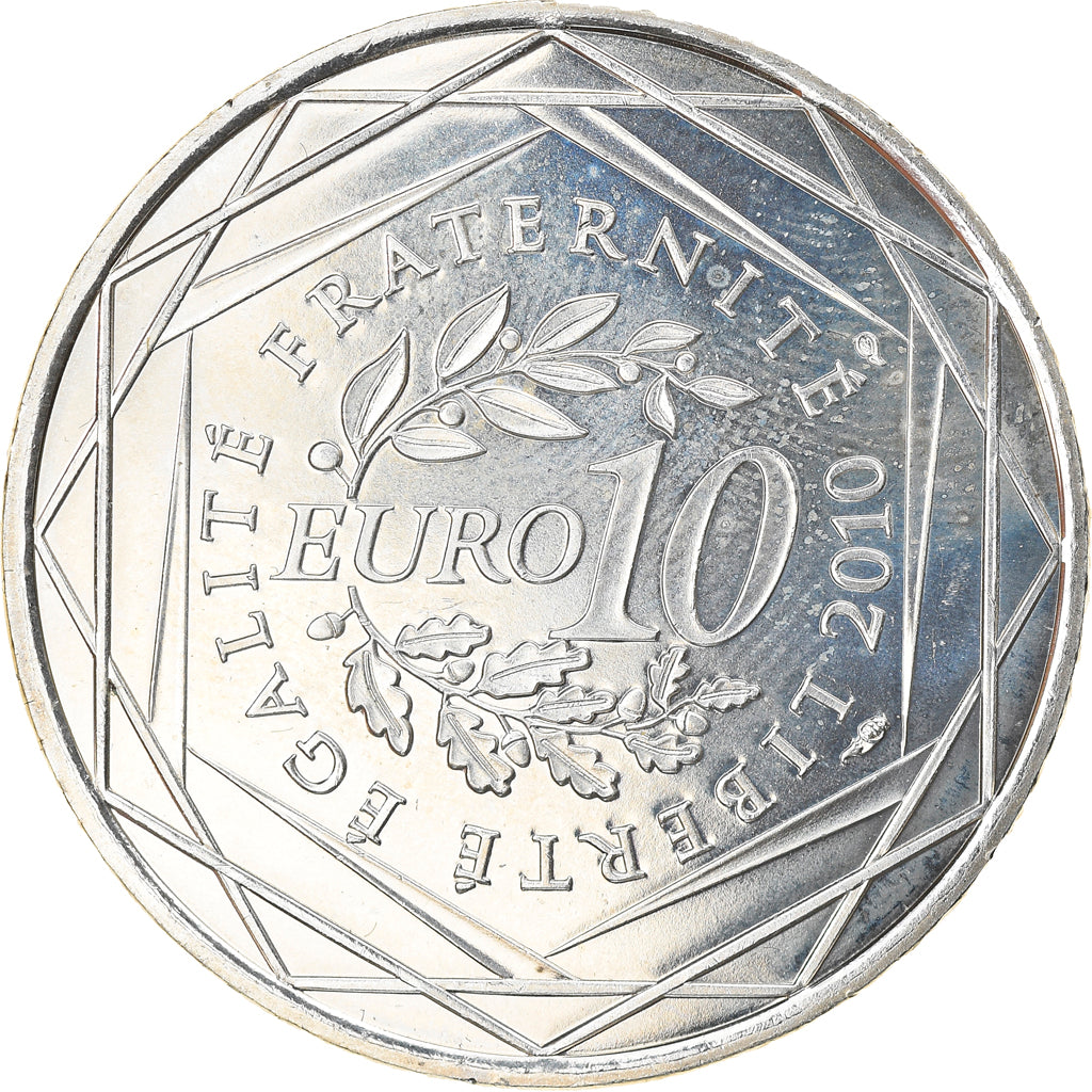 France, 10 Euro, Aquitaine, 2010, Paris, MS(64), Silver, KM:1645