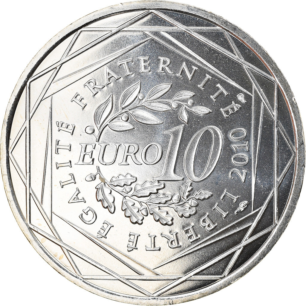 France, 10 Euro, Rhône Alpes, 2010, Paris, MS(64), Silver, KM:1670