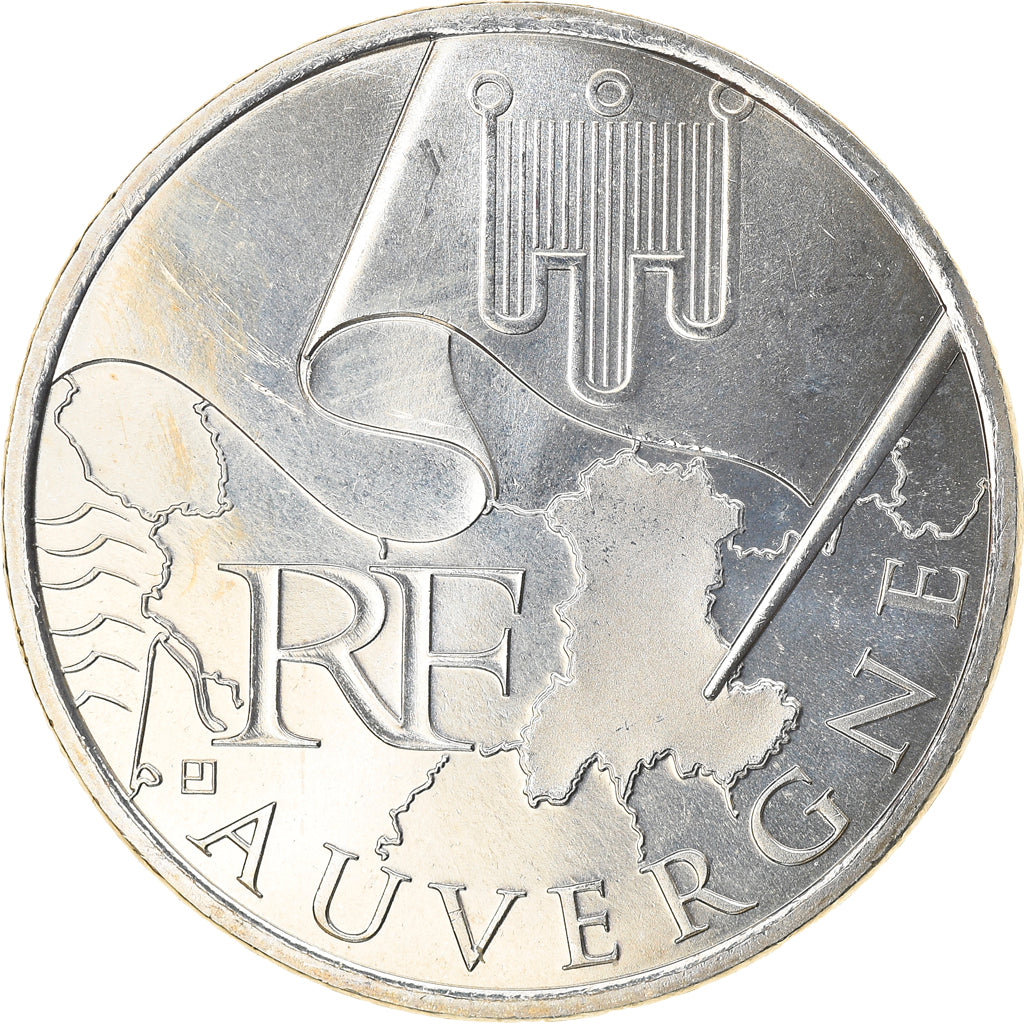 France, 10 Euro, Auvergne, 2010, MS(64), Silver