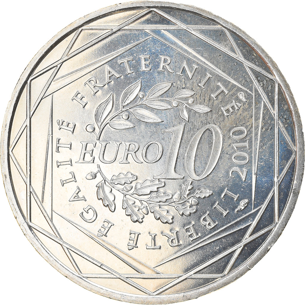 France, 10 Euro, Auvergne, 2010, MS(64), Silver