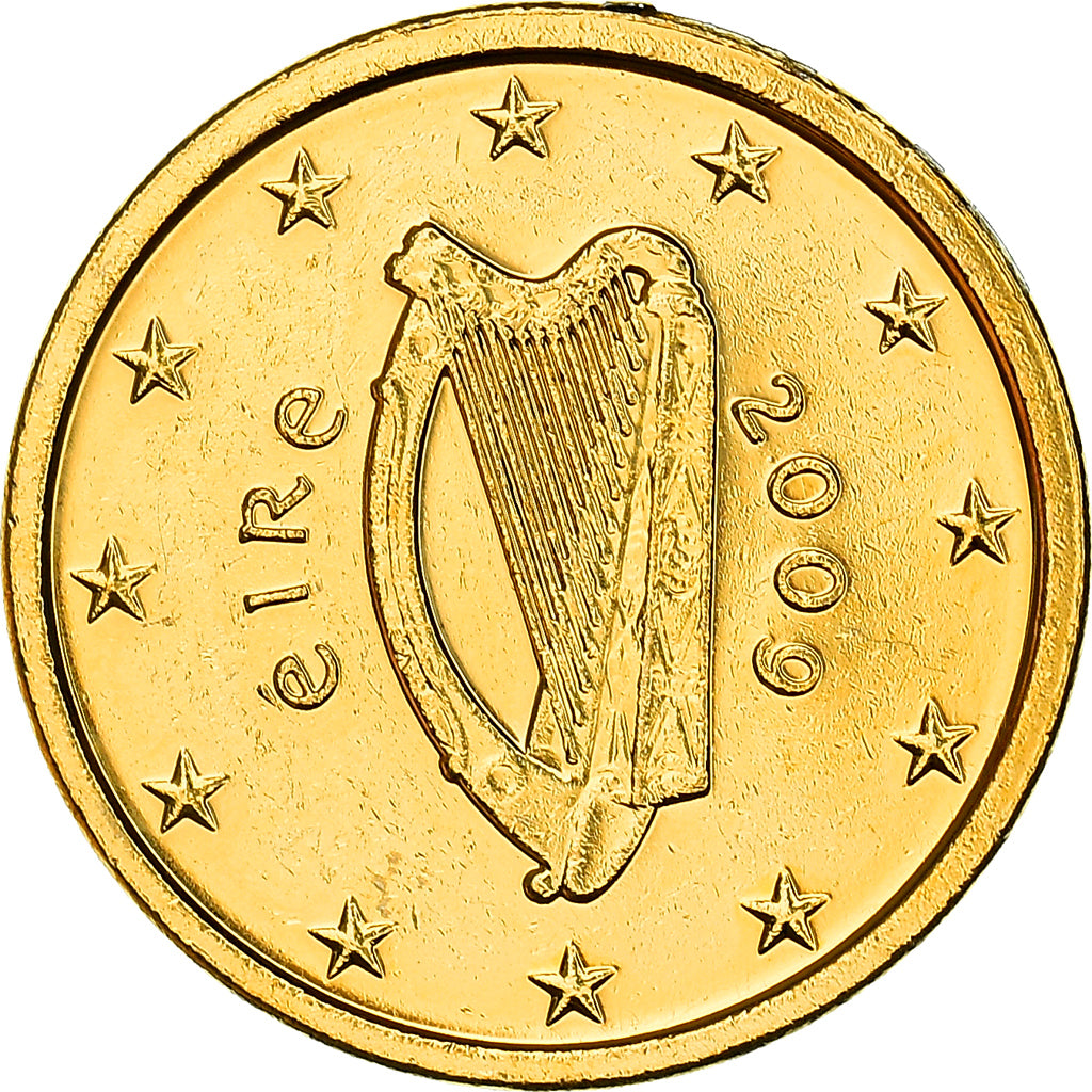 Irlanda, 1 Centime, Celtic harp, 2009, golden, SC, Cobre chapado en acero