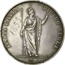 Monnaie, États italiens, LOMBARDY-VENETIA, 5 Lire, 1848, Milan, TTB+, Argent