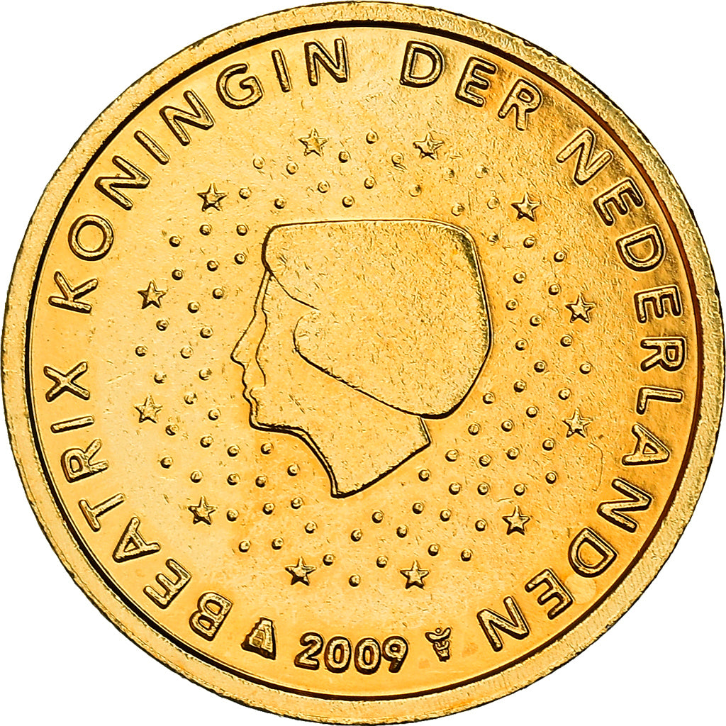 Netherlands, 2 Centimes, Reine Beatrix, 2009, golden, MS(63), Silver Plated