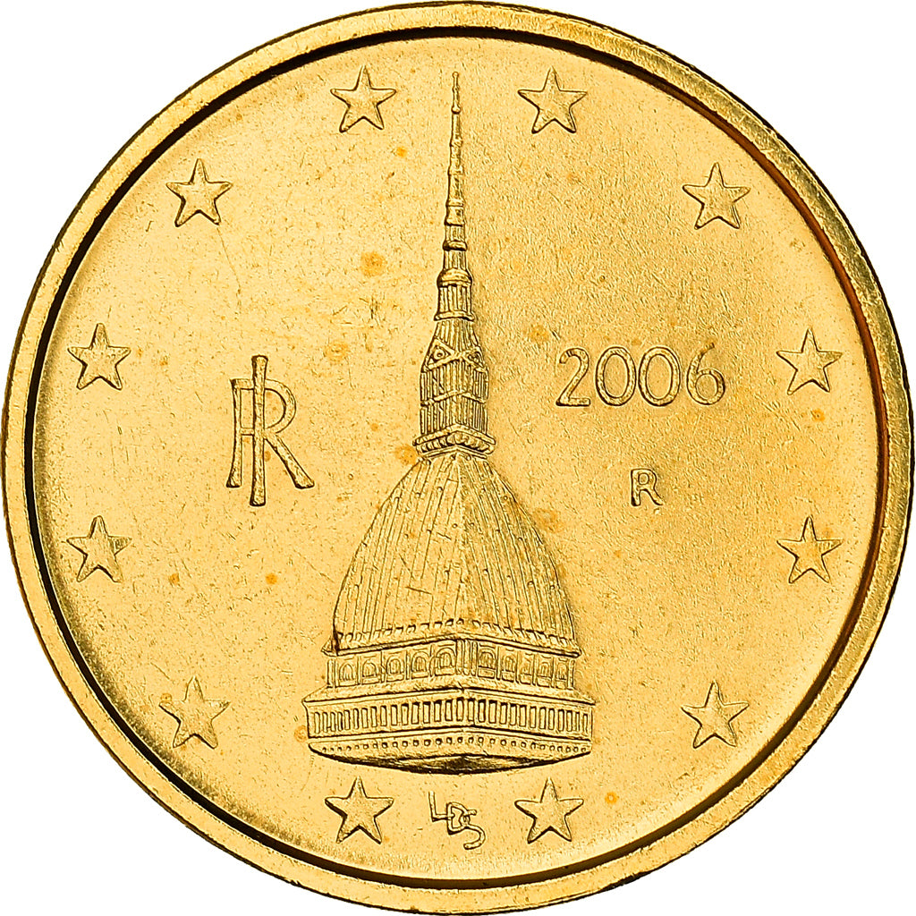 Italie, 2 Centimes, Mole Antonelliana, 2006, golden, SPL, Copper Plated Steel