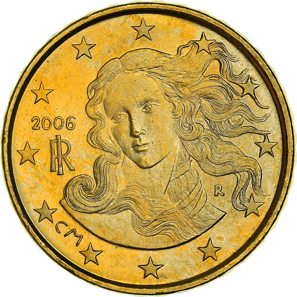 Italia, 10 Euro Cent, Birth of Venus, 2006, SC+, Nordic gold