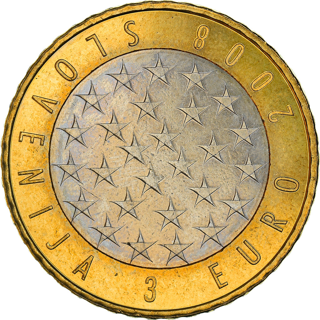 Slowenien, 3 Euro, Presidency of the European Union, 2008, UNZ+, Bi-Metallic