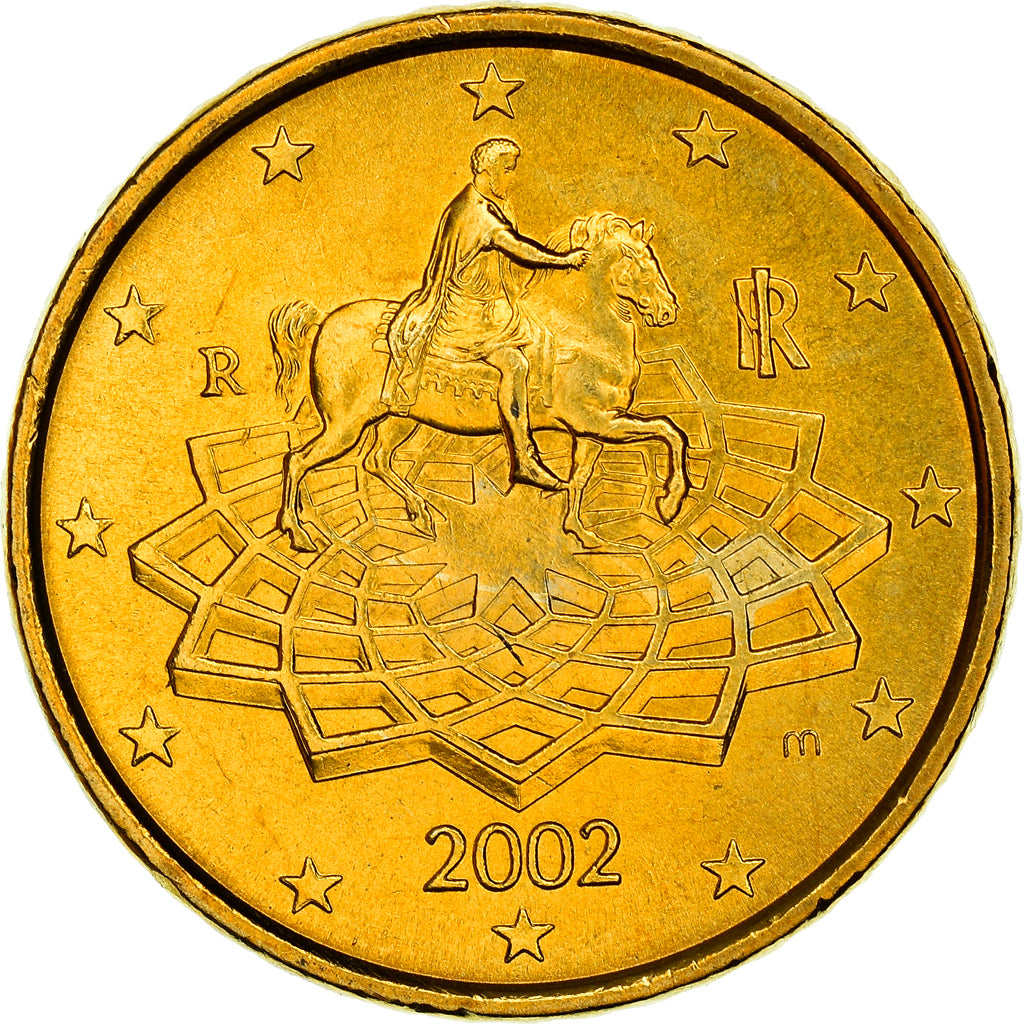 Italien, 50 Euro Cent, The Equestrian Statue of Marcus Aurelius, 2002, UNZ+