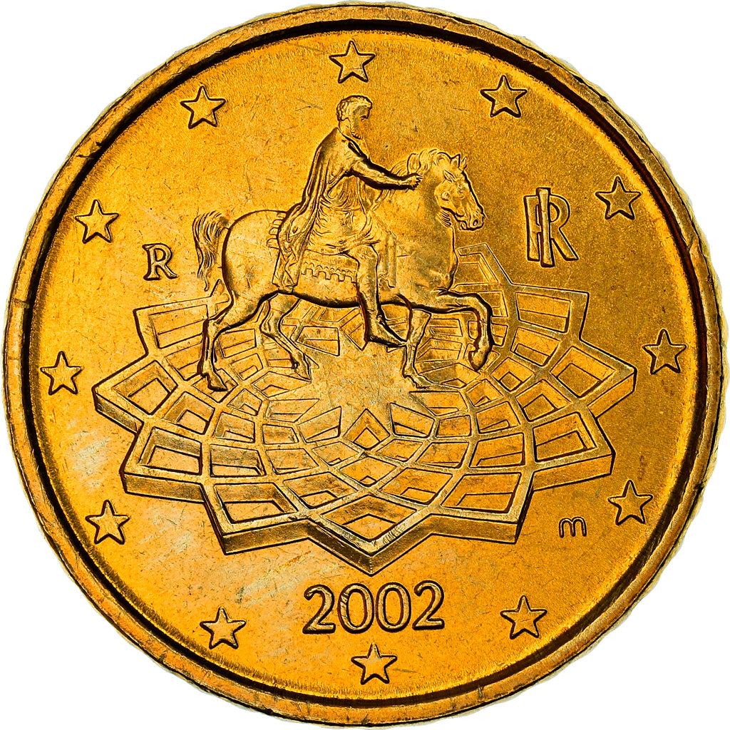 Italien, 50 Euro Cent, The Equestrian Statue of Marcus Aurelius, 2002, UNZ+
