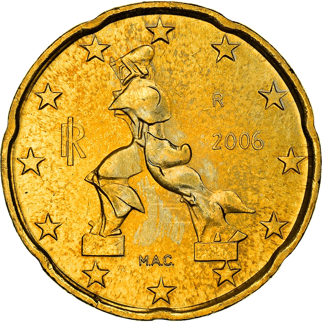 Itália, 20 Euro Cent, Boccioni's sculpture, 2006, MS(64), Nordic gold