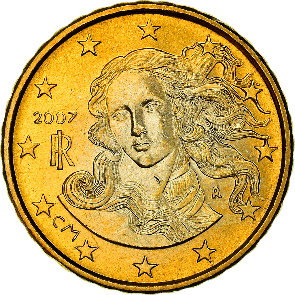 Italy, 10 Euro Cent, Birth of Venus, 2007, MS(64), Nordic gold