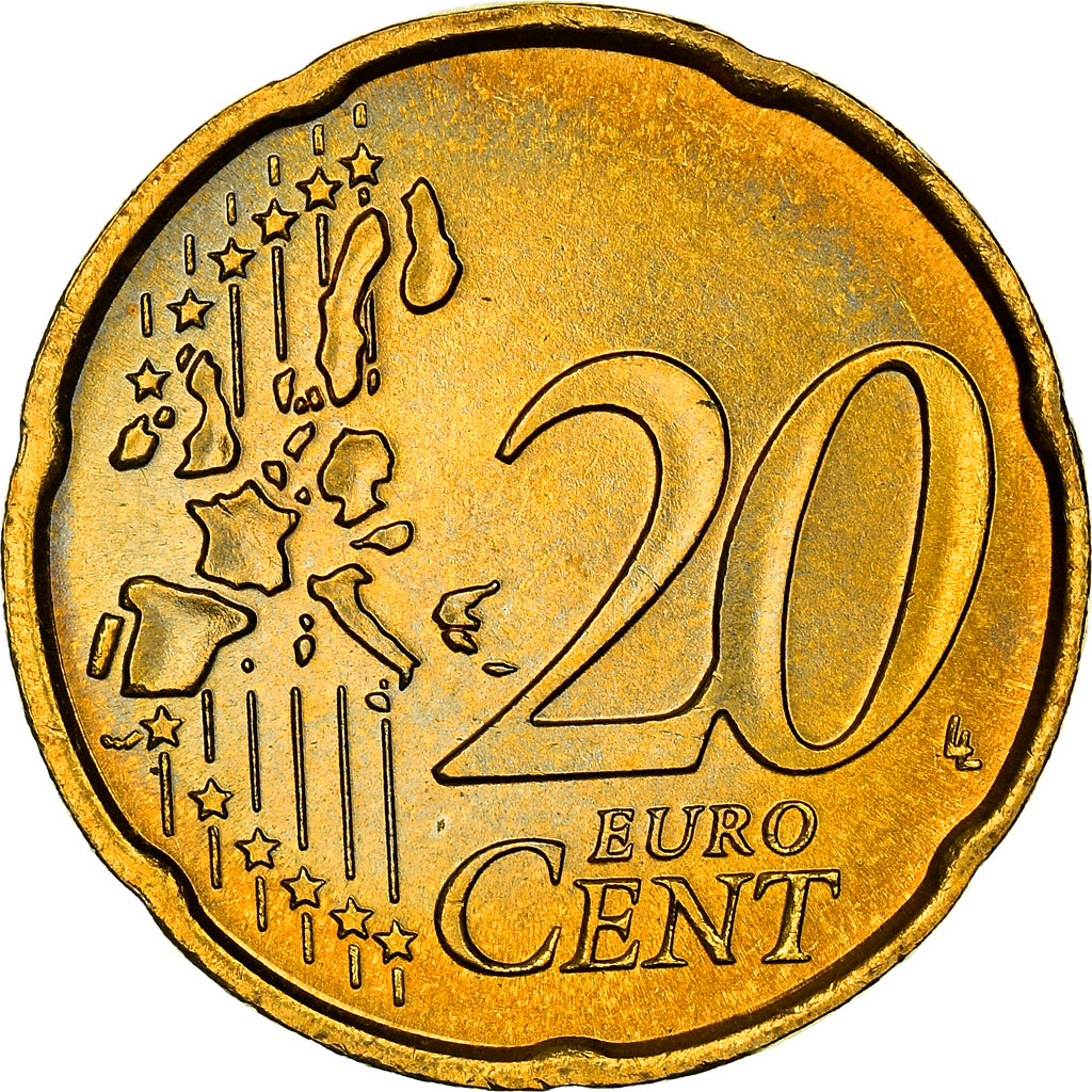 Italy, 20 Euro Cent, Boccioni's sculpture, 2002, MS(64), Nordic gold