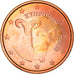 Chipre, 5 Euro Cent, Two mouflons, 2008, MS(64), Aço Cromado a Cobre