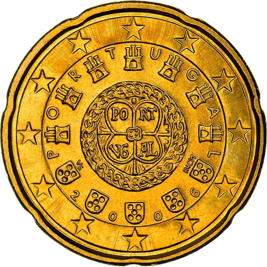 Portugal, 20 Euro Cent, The second royal seal of 1142, 2006, MS(64), Nordic gold