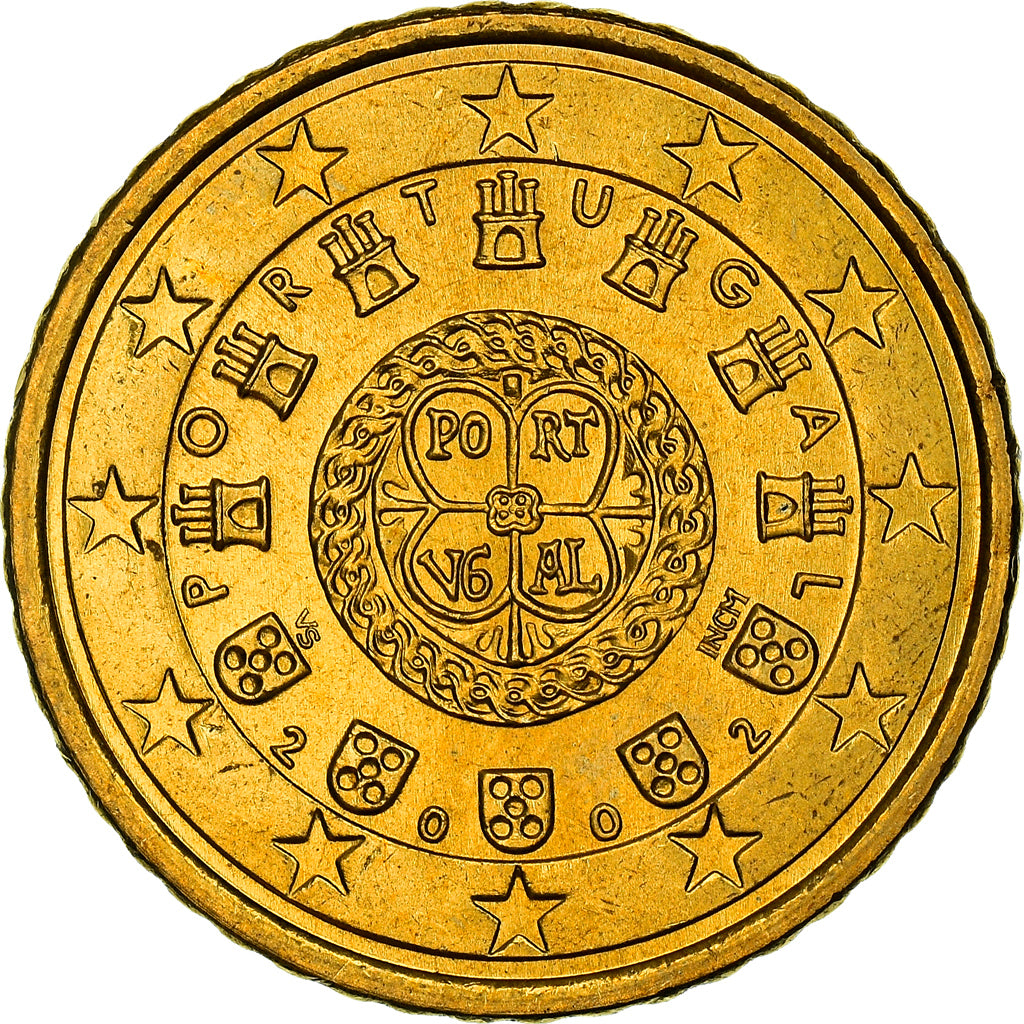 Portugal, 50 Euro Cent, The second royal seal of 1142, 2002, SPL+, Or nordique