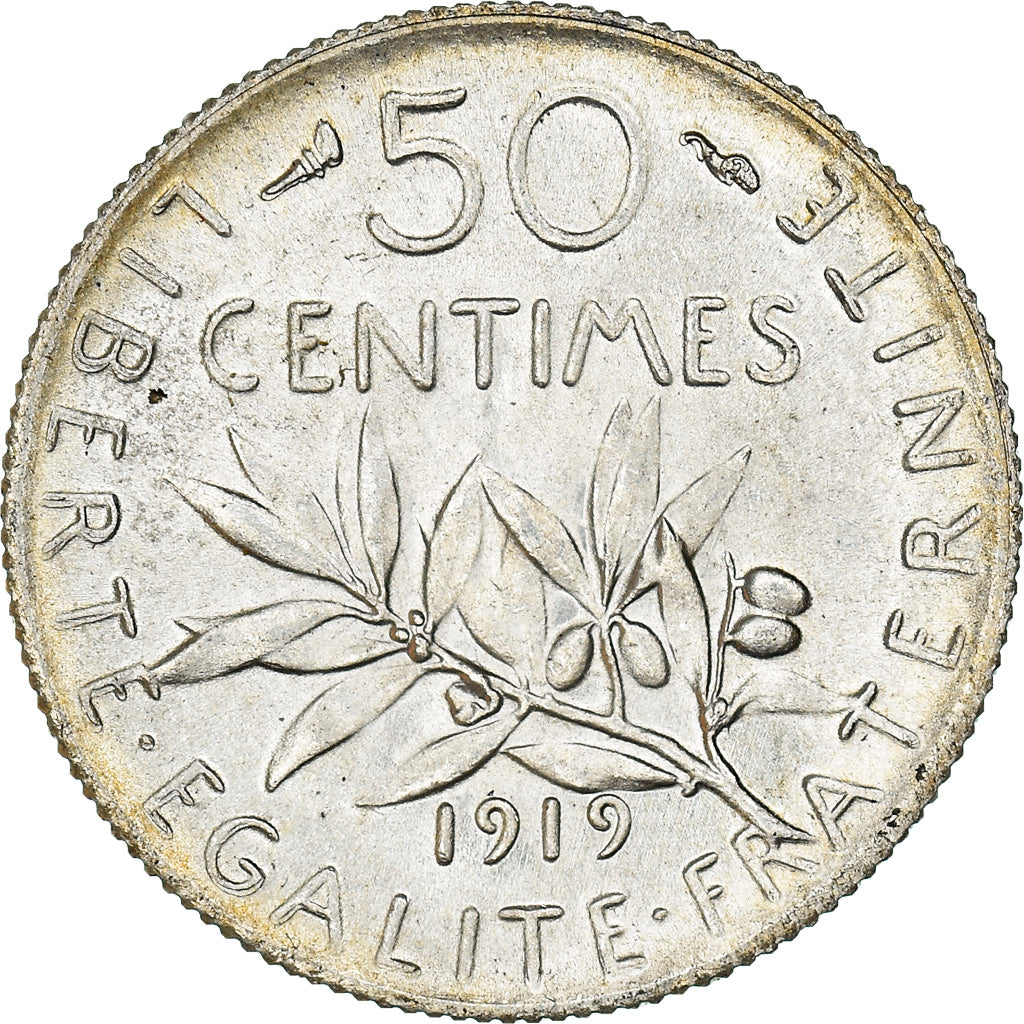Monnaie, France, Semeuse, 50 Centimes, 1919, Paris, FDC, FDC, Argent, KM:854