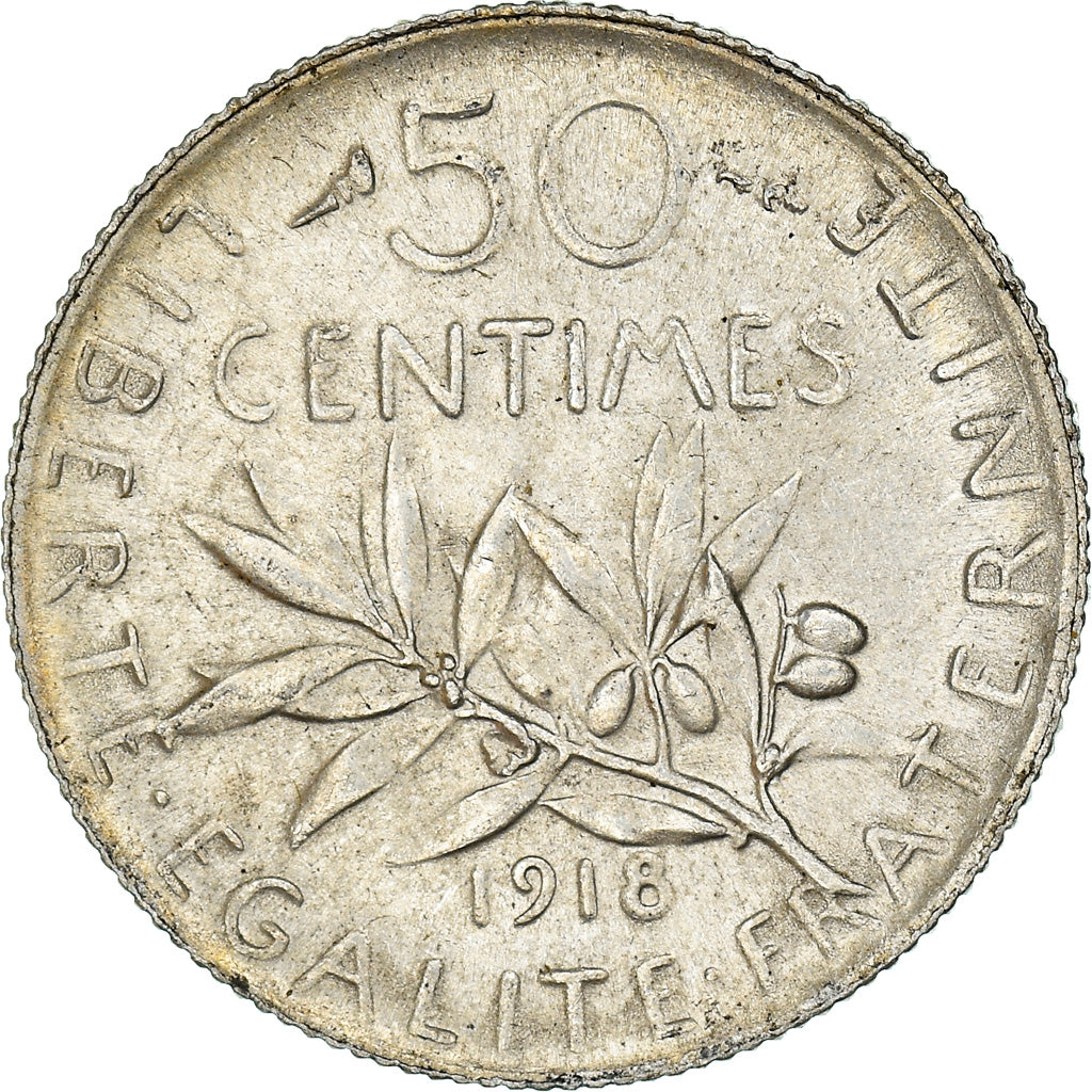 Coin, France, Semeuse, 50 Centimes, 1918, Paris, MS(63), Silver, KM:854