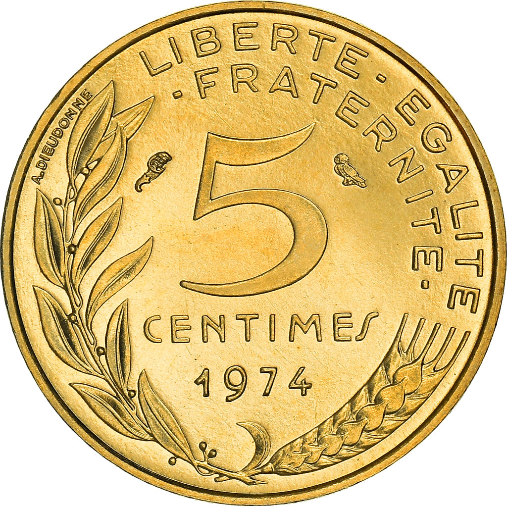 Coin, France, Marianne, 5 Centimes, 1974, Paris, FDC, MS(65-70)