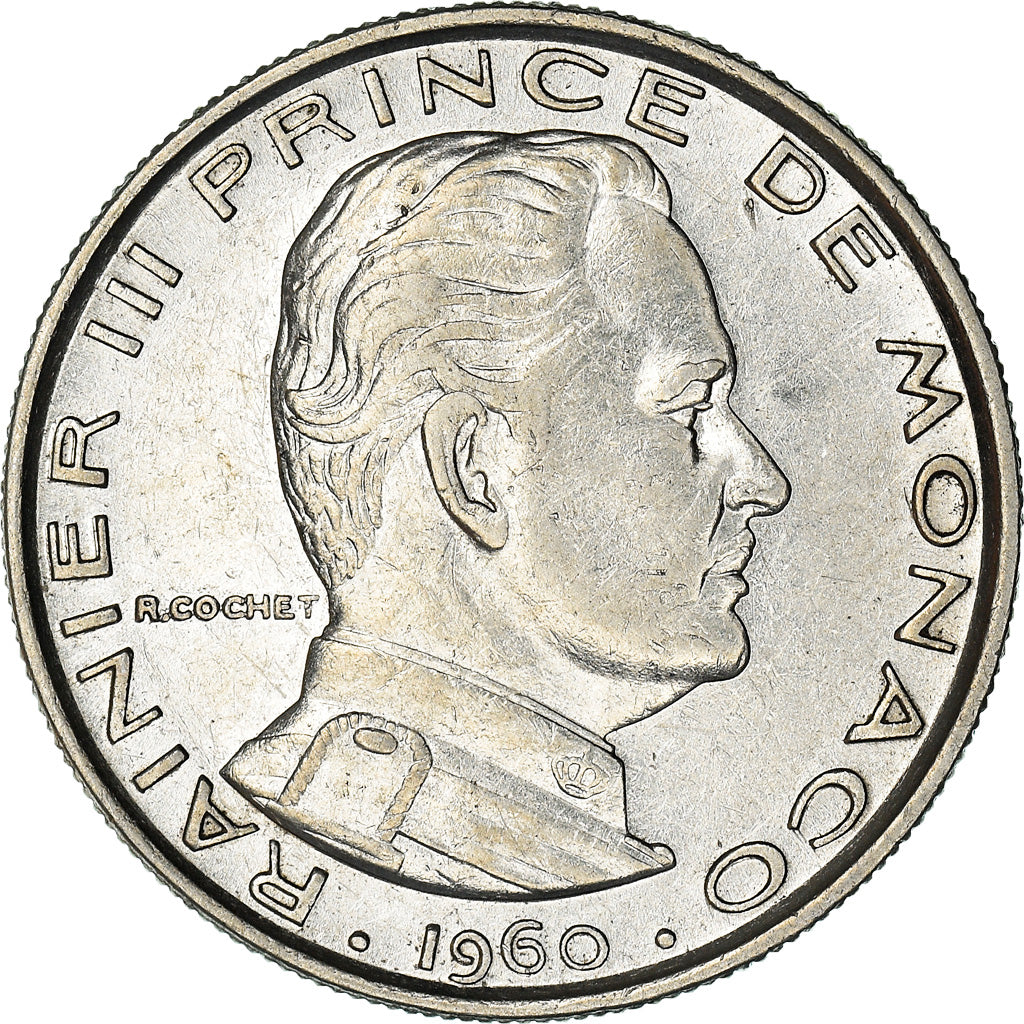 Coin, Monaco, Rainier III, Franc, 1960, AU(50-53), Nickel, KM:140