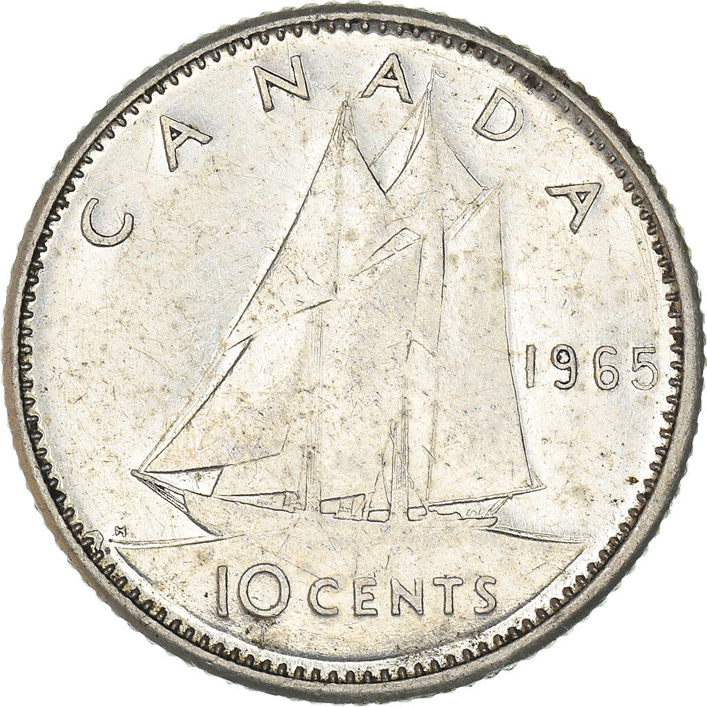 Moneta, Canada, Elizabeth II, 10 Cents, 1965, Royal Canadian Mint, Ottawa