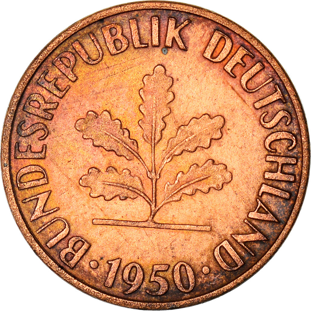 Moneda, ALEMANIA - REPÚBLICA FEDERAL, Pfennig, 1950, Berlin, MBC, Cobre chapado