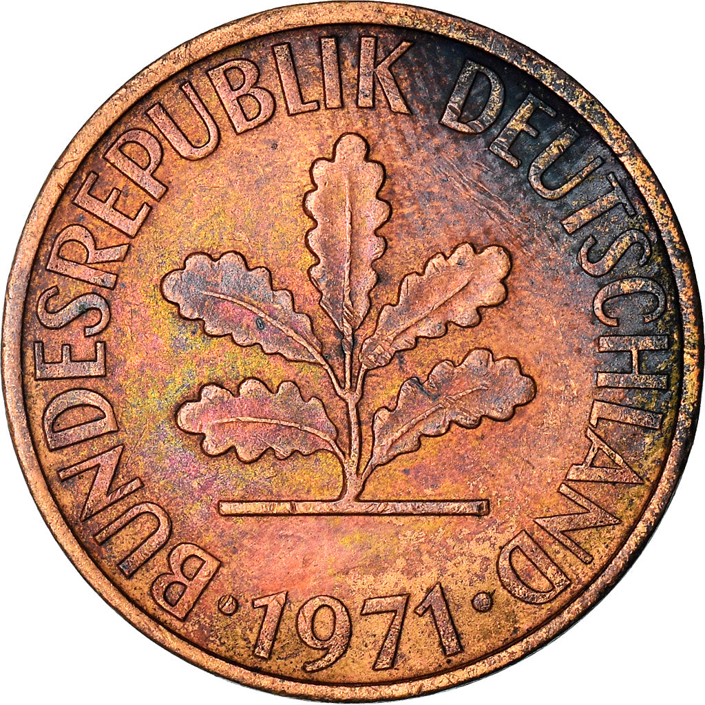 Monnaie, République fédérale allemande, 2 Pfennig, 1971, Karlsruhe, TTB