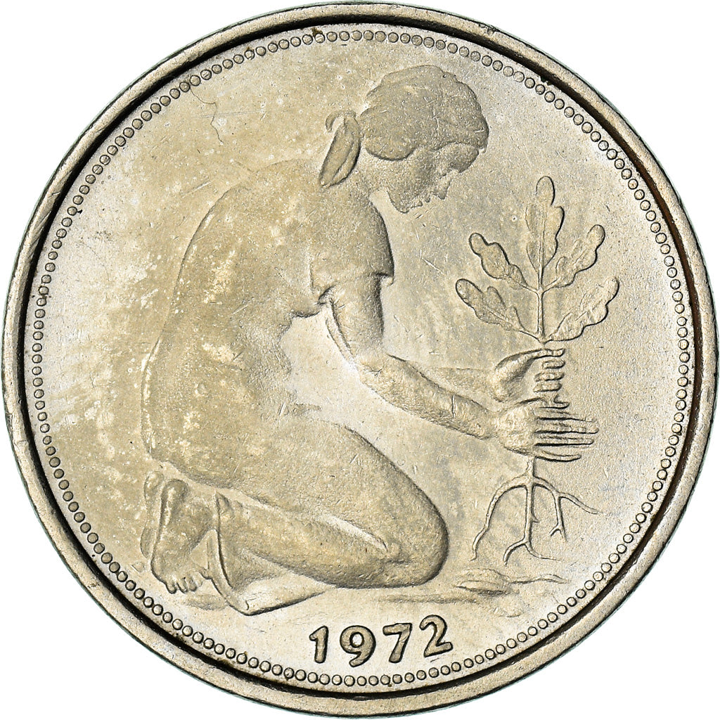 Moeda, ALEMANHA - REPÚBLICA FEDERAL, 50 Pfennig, 1972, Stuttgart, AU(50-53)