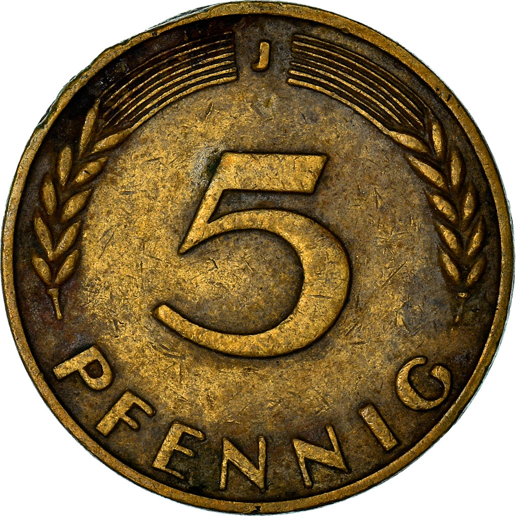 Monnaie, République fédérale allemande, 5 Pfennig, 1950, Hambourg, TB, Brass