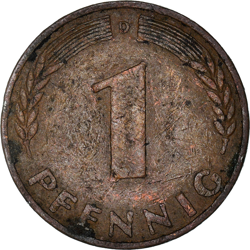 Coin, GERMANY - FEDERAL REPUBLIC, Pfennig, 1950, Munich, VF(20-25), Copper