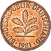 Coin, GERMANY - FEDERAL REPUBLIC, Pfennig, 1981, Stuttgart, EF(40-45), Copper