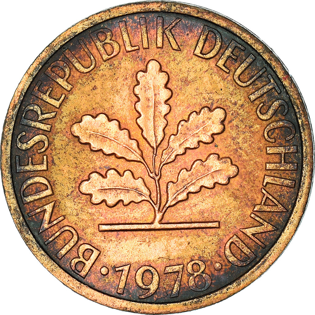 Coin, GERMANY - FEDERAL REPUBLIC, Pfennig, 1978, Stuttgart, AU(50-53), Copper